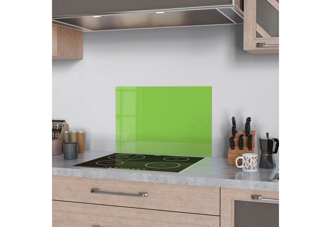 DEQORI Küchenrückwand 'Unifarben - Hellgrün', Glas Spritzschutz Badrückwand Herdblende Bild 4