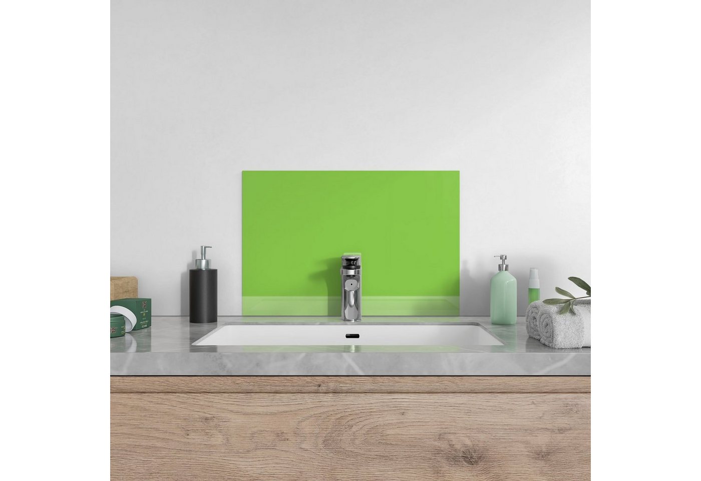 DEQORI Küchenrückwand 'Unifarben - Hellgrün', Glas Spritzschutz Badrückwand Herdblende Bild 5