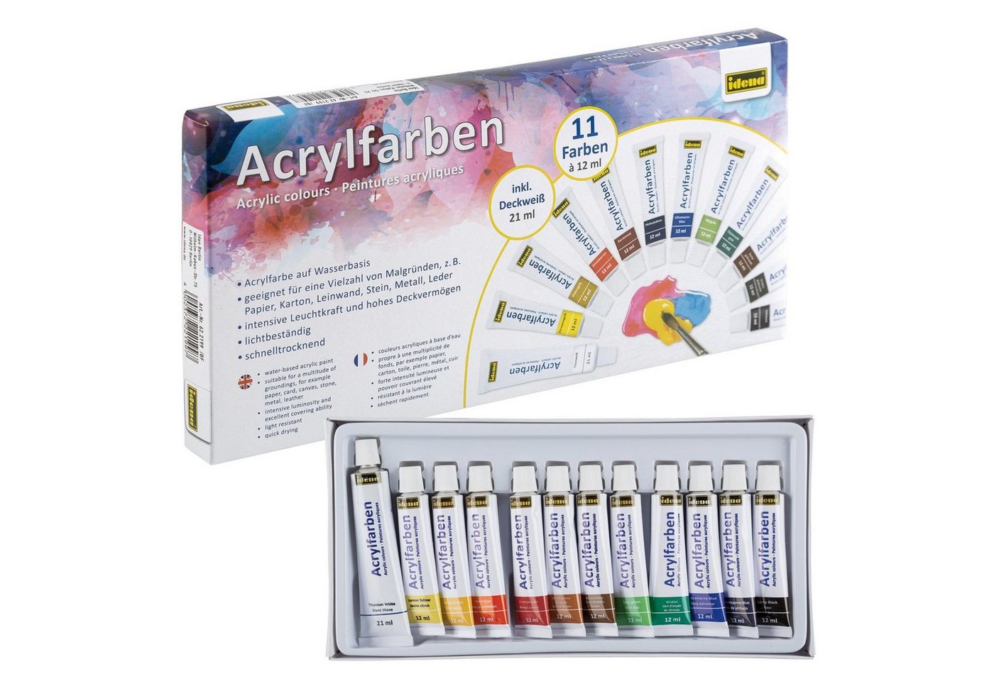 Idena Acrylfarbe Idena 622199 – Acrylfarbenset, 12 teilig, mit deckenden Acrylfarben Bild 2