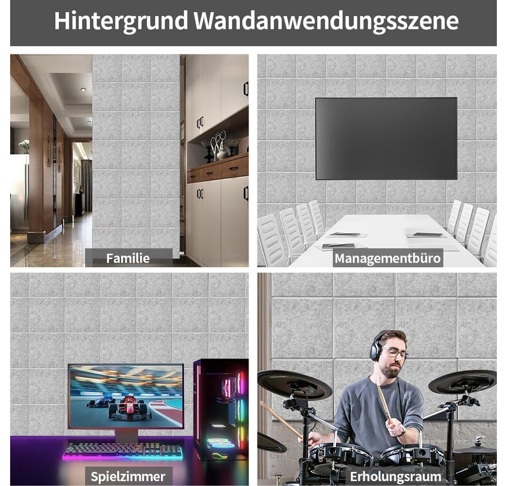 YMQHBS Akustikplatte Selbstklebend, 30 x 30 cm, 12 Stück, (packung, 12-St., Akustikplatte) Bild 3