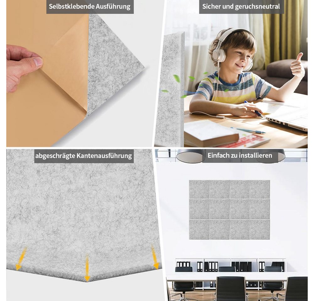 YMQHBS Akustikplatte Selbstklebend, 30 x 30 cm, 12 Stück, (packung, 12-St., Akustikplatte) Bild 5