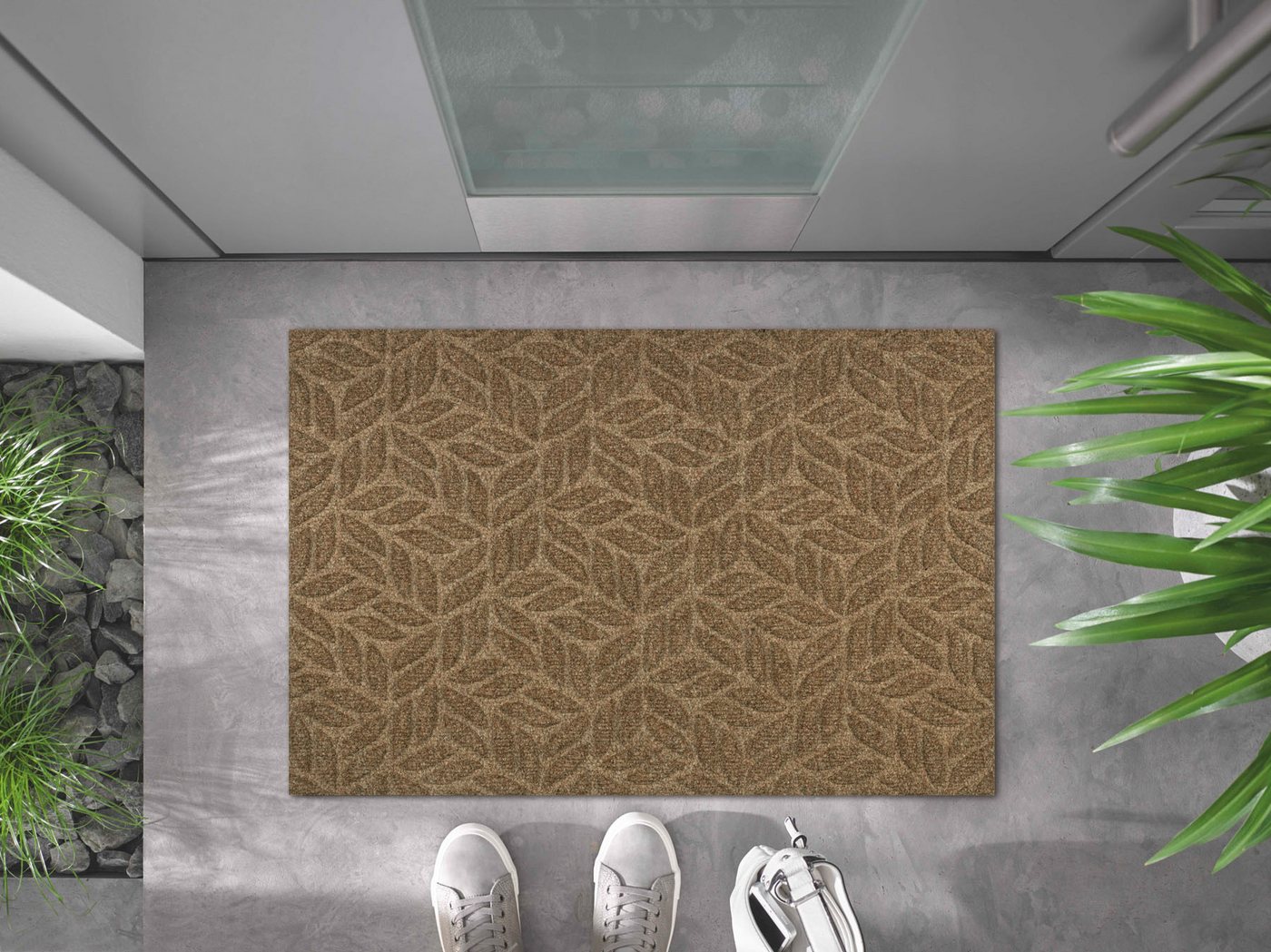 wash+dry by Kleen-Tex Fußmatte Fußmatte 60x90 Dune Leaves Taupe, Eingangsmatte groß, Höhe: 600 mm Bild 3