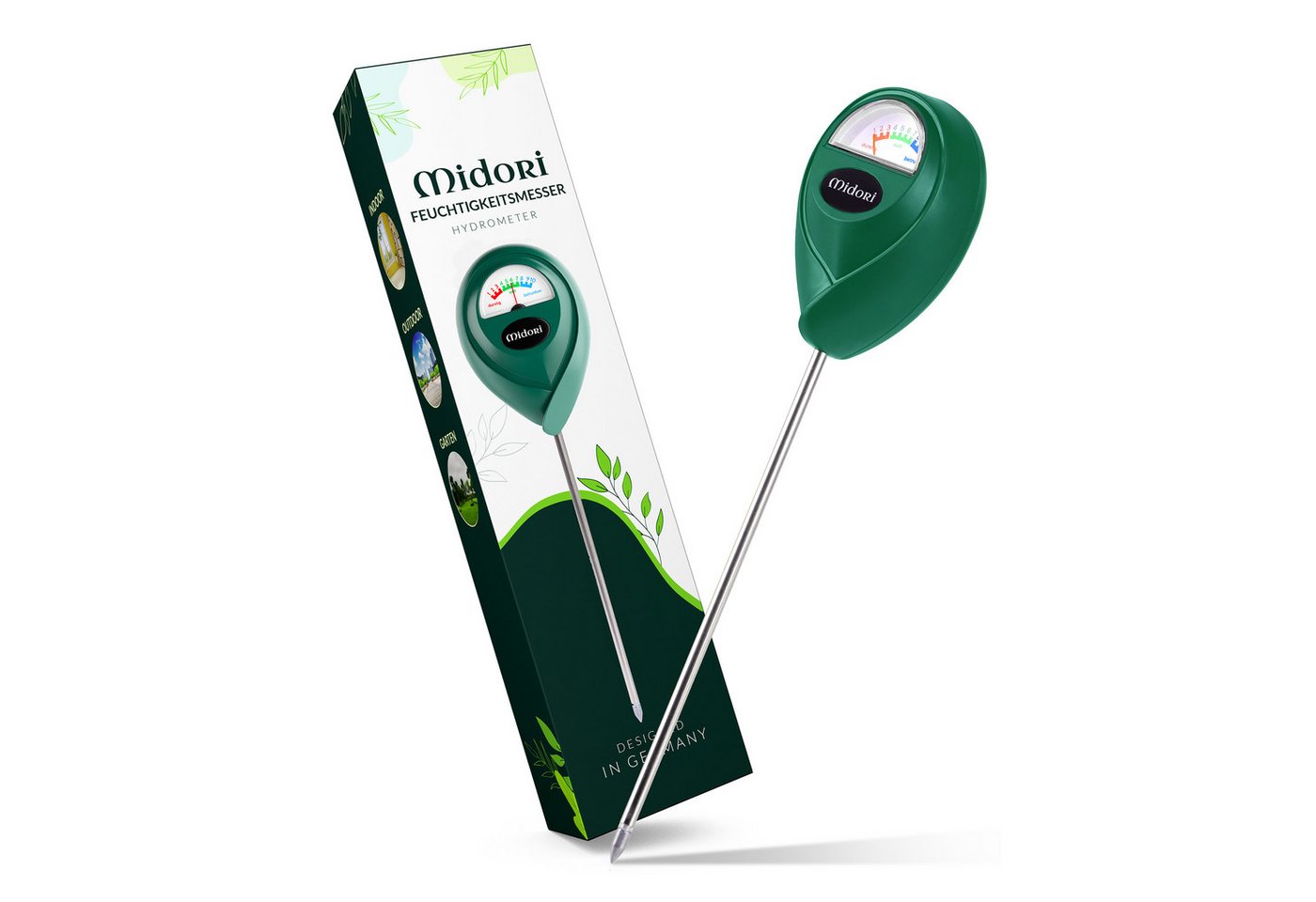 Midori Hygrometer, (6-St), 6 x Midori Boden-Feuchtigkeitsmesser Messgerät Hydrometer Grün 17,5cm Bild 3