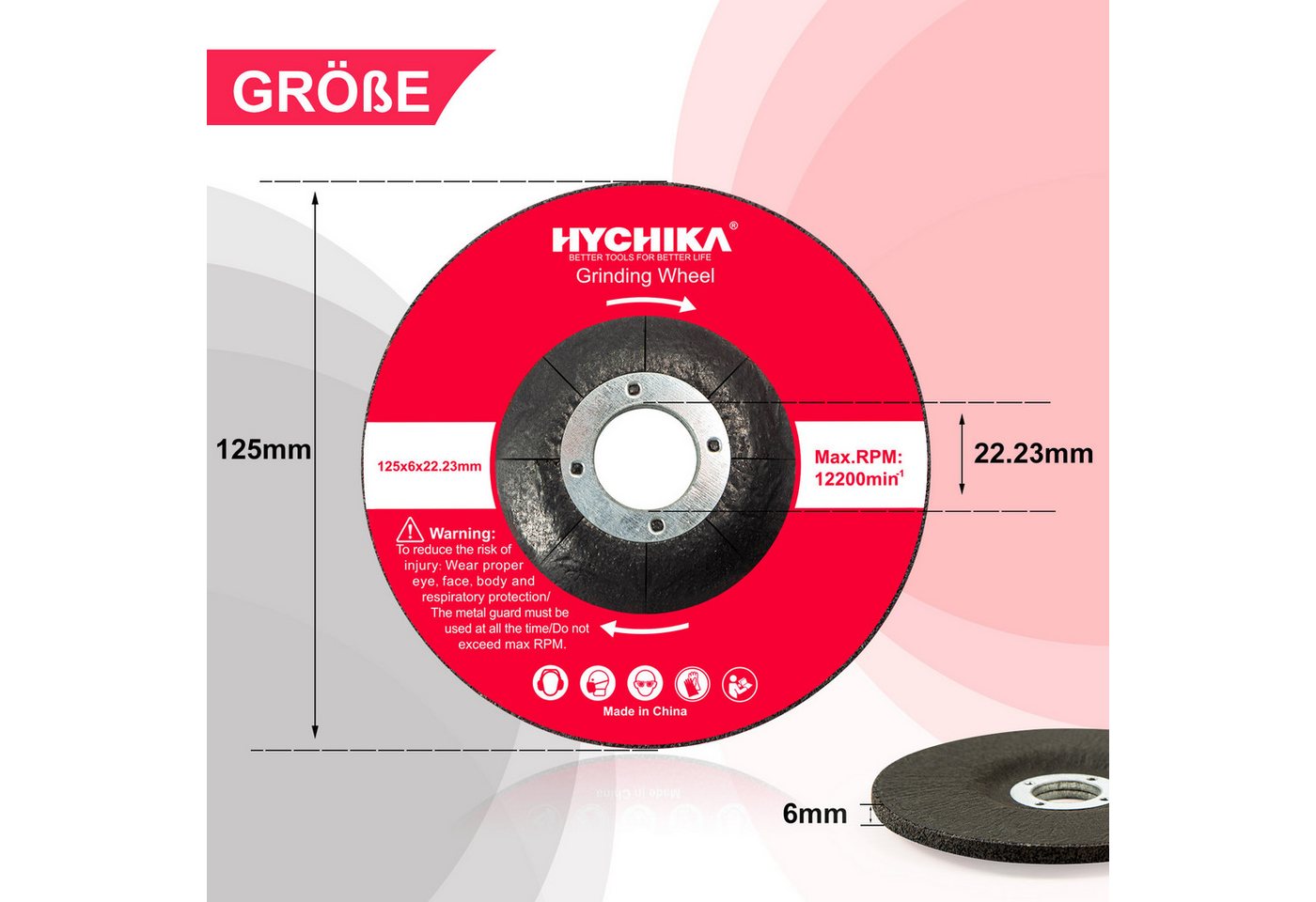 HYCHIKA BETTER TOOLS FOR BETTER LIFE Trennscheibe HYCHIKA 125-mm-Schruppscheiben, 10er-Pack Bild 3