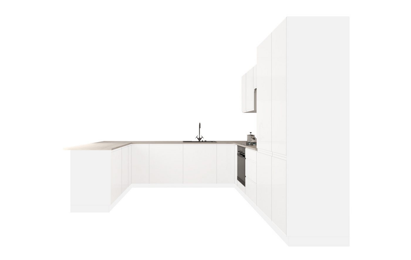 ROYAL24_MARKT Winkelküche Velmora U-Form Küche KÜ-AS-010 – mit viel Stauraum und MDF-Fronten, (Komplett Set), Edles Material - Zeitlos - Elegant Bild 2