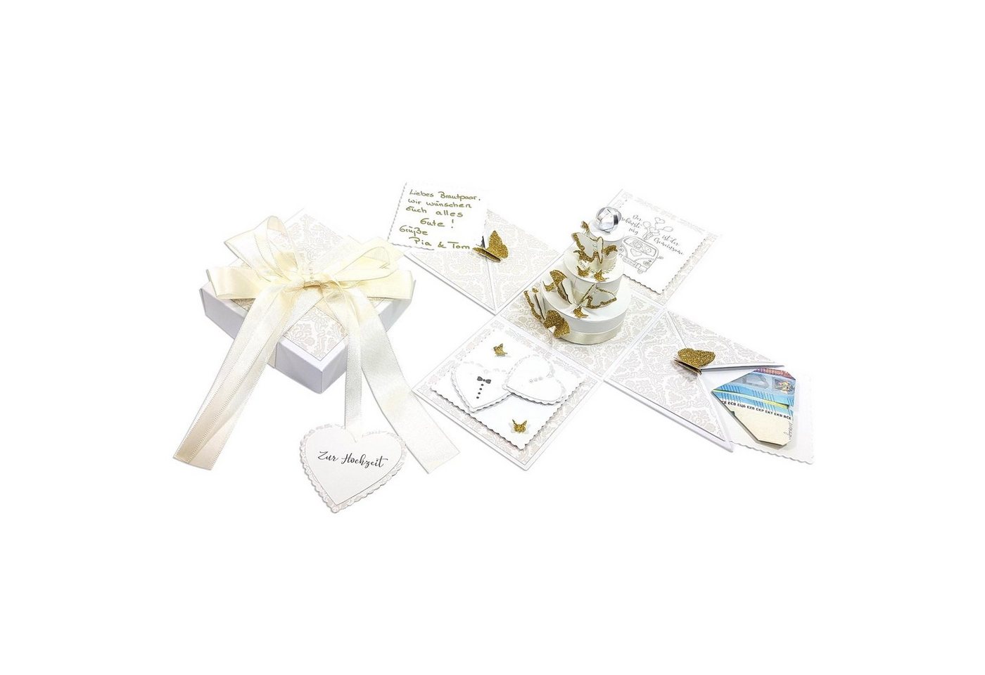 Frau WUNDERVoll Papierdekoration DIY Explosionsbox Hochzeit Creme