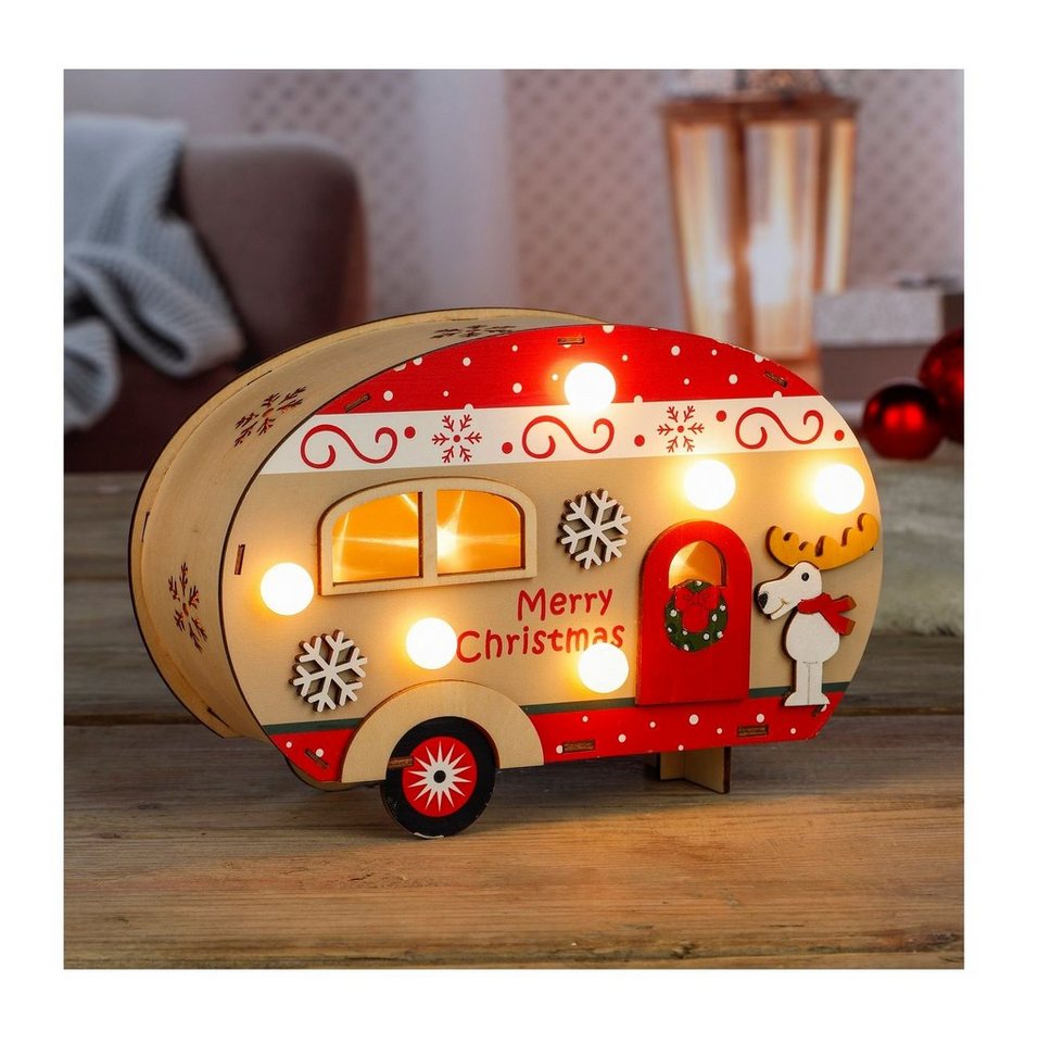GartenHero LED-Lichterkette Weihnachten Wohnwagen Holz LED Tischleuchte Lichterkette Bild 2