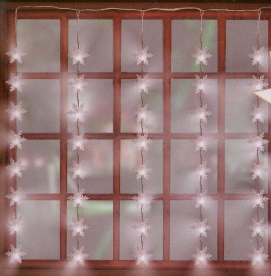 BURI Lichterkette LED Lichtervorhang Schneeflocken 75x85cm Weihnachtesdeko 40 Lichter Bild 3