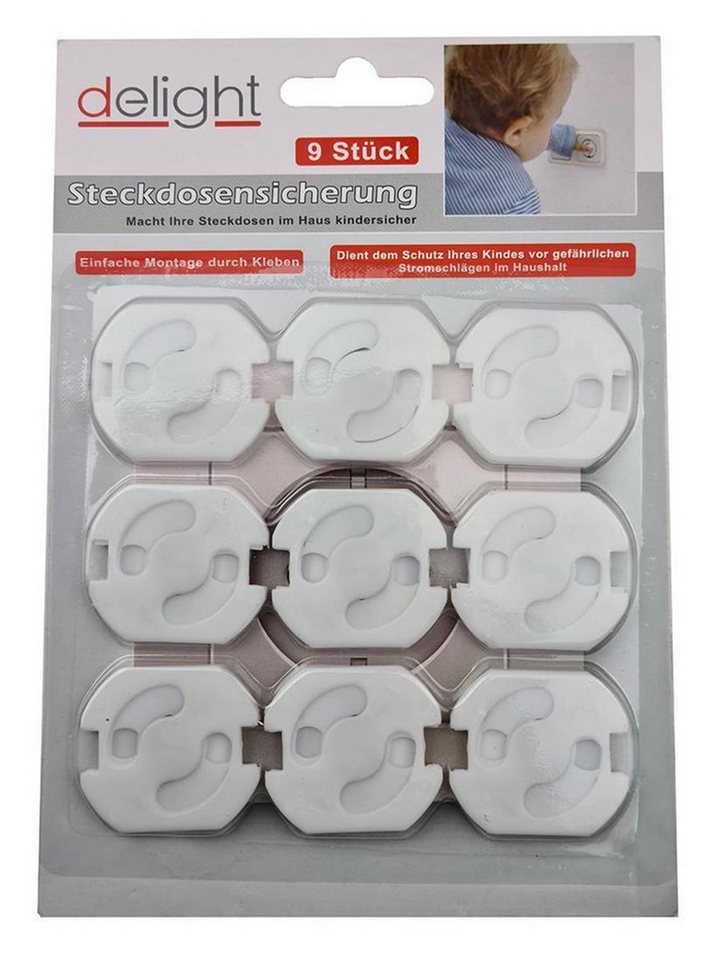 Top Ten Handels GmbH Kindersicherung 9er Steckdosenschutz Kindersicherung Schutzstecker Weiß Klebbar, Kindersicherung Sicherung steckdosenschutz stromschutz
