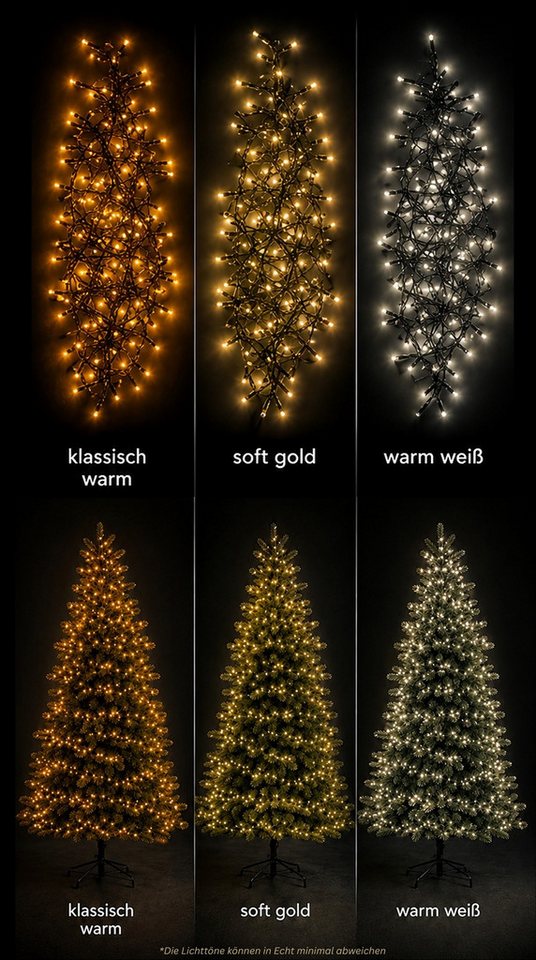 Lumineo LED-Lichterkette Lumineo Netzbeleuchtung 180 LED 2 x 2 m warm weiß, schwarzes Kabel, Indoor/Outdoor, 200 x 200 cm, 8h-Timer, + 5 m Zuleitung Bild 4