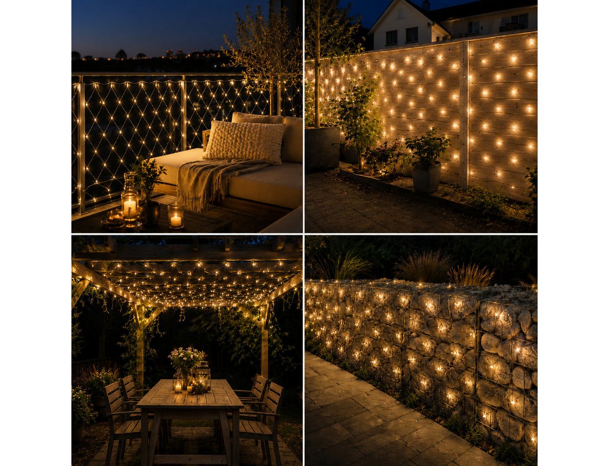 Lumineo LED-Lichterkette Lumineo Netzbeleuchtung 180 LED 2 x 2 m warm weiß, schwarzes Kabel, Indoor/Outdoor, 200 x 200 cm, 8h-Timer, + 5 m Zuleitung Bild 5
