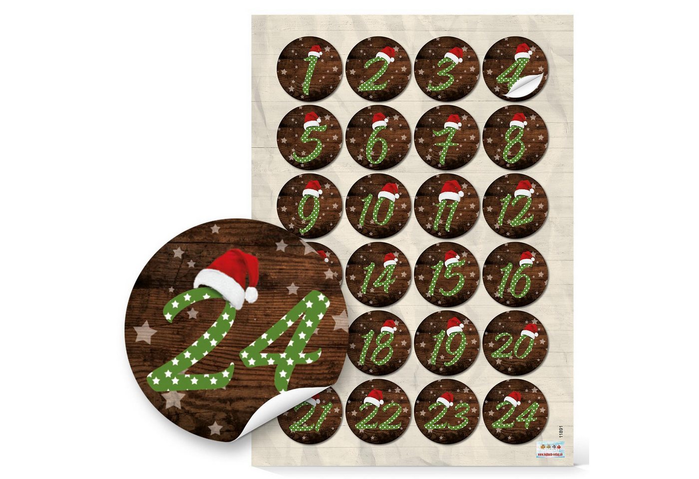Logbuch-Verlag Aufkleber Adventskalenderzahlen Aufkleber Set 5 x 24 Zahlenaufkleber