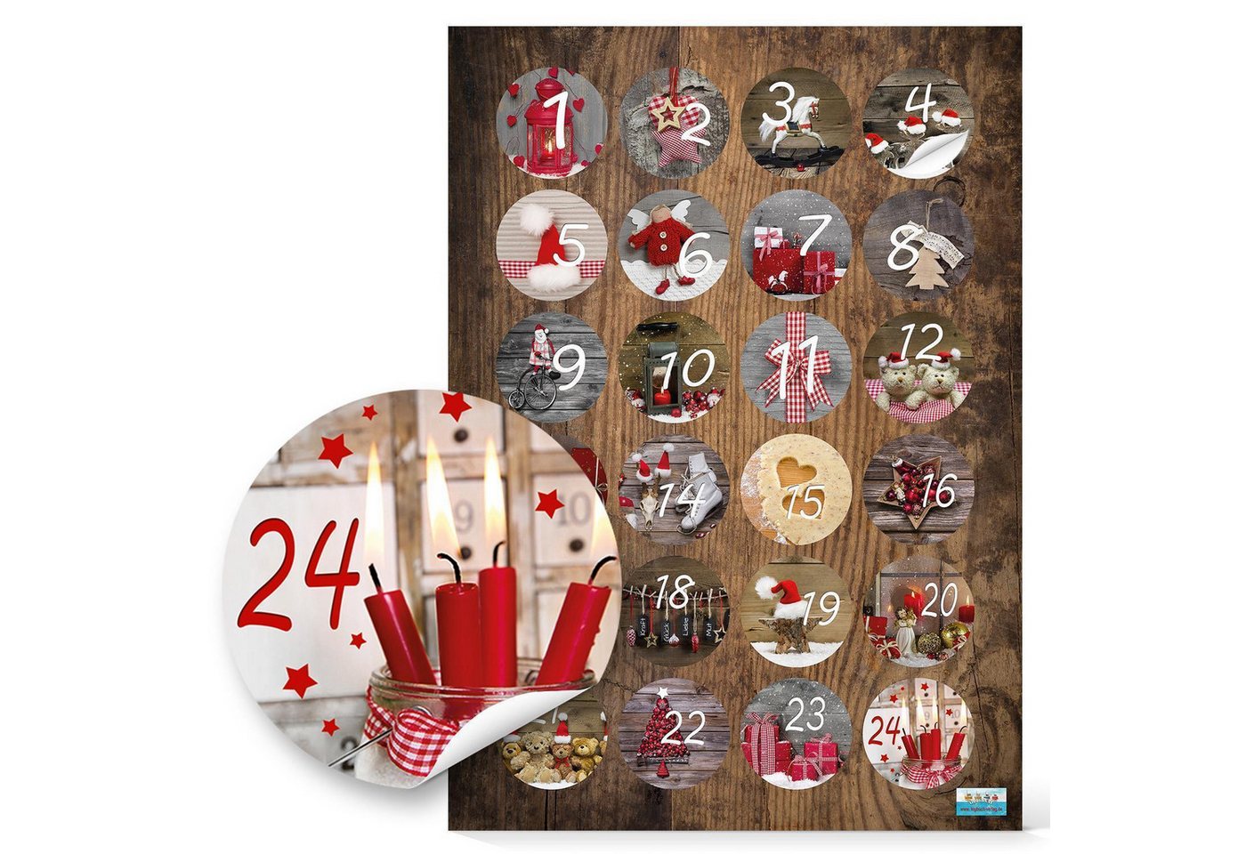 Logbuch-Verlag Aufkleber Adventskalenderzahlen Aufkleber Set 5 x 24 Zahlenaufkleber Bild 2