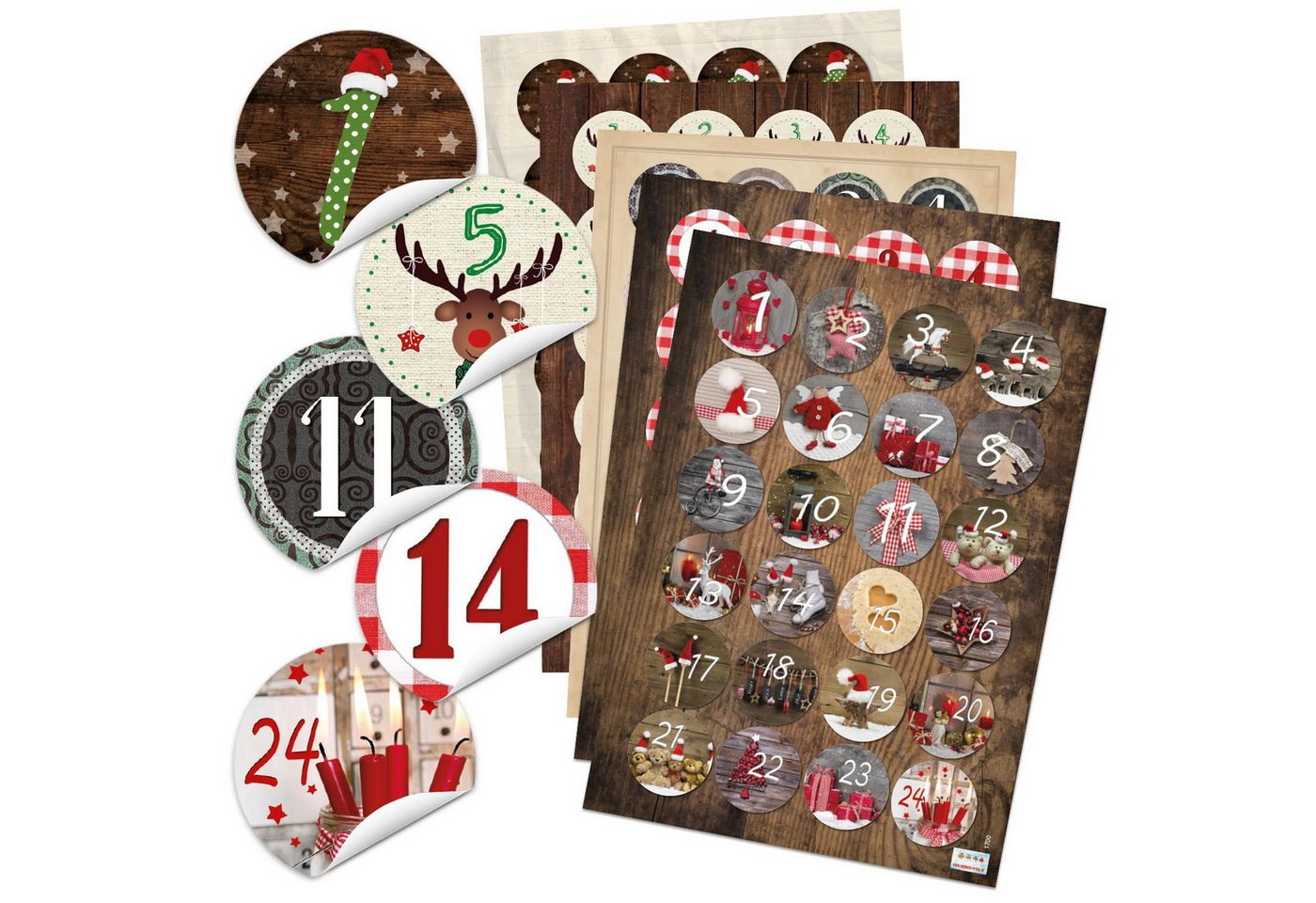 Logbuch-Verlag Aufkleber Adventskalenderzahlen Aufkleber Set 5 x 24 Zahlenaufkleber Bild 3