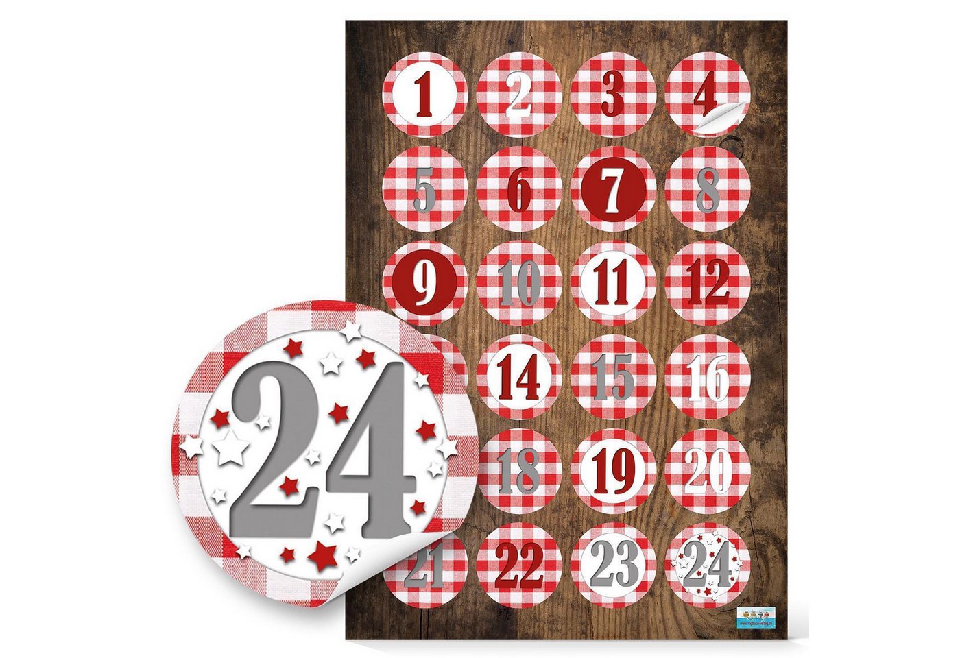 Logbuch-Verlag Aufkleber Adventskalenderzahlen Aufkleber Set 5 x 24 Zahlenaufkleber Bild 4