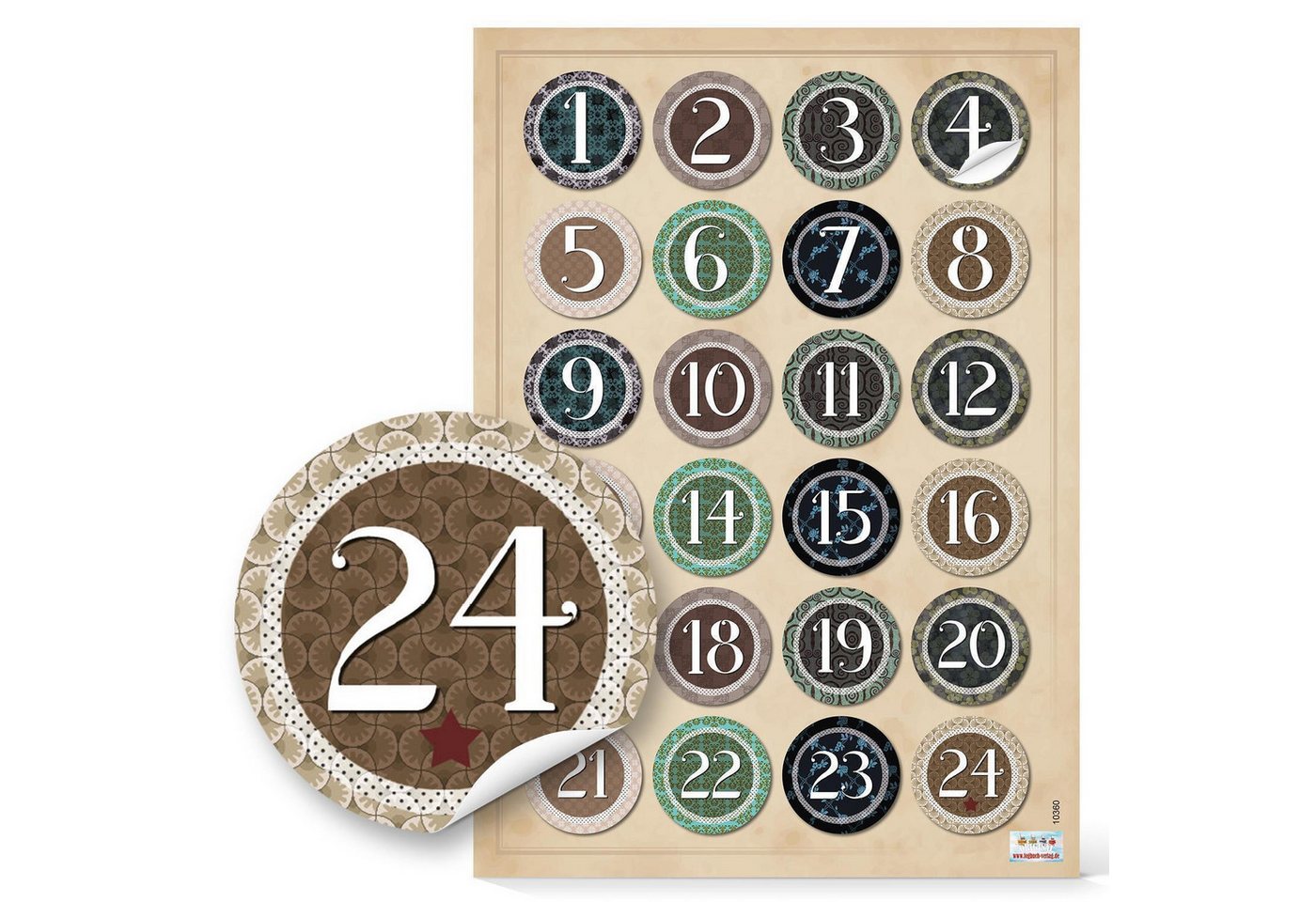 Logbuch-Verlag Aufkleber Adventskalenderzahlen Aufkleber Set 5 x 24 Zahlenaufkleber Bild 5
