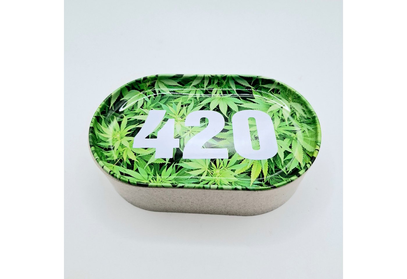 meytrade Grinder Set 420 Hanf mit Box + Tray + Metallpfeife 7cm + Siebe + Reibekarte, 420 Hanf grün Bild 2