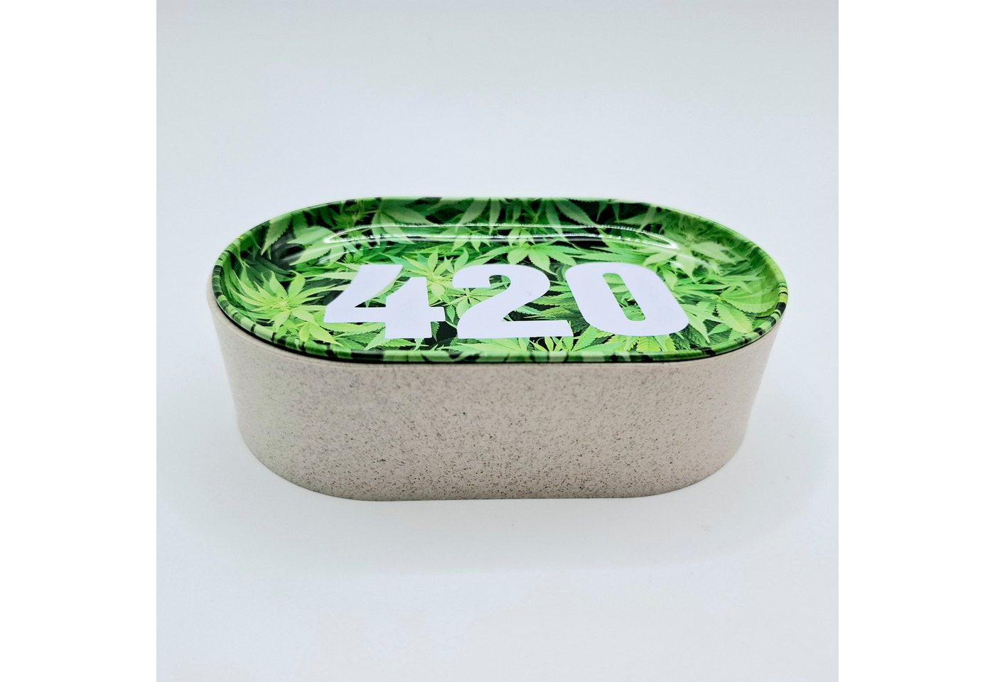 meytrade Grinder Set 420 Hanf mit Box + Tray + Metallpfeife 7cm + Siebe + Reibekarte, 420 Hanf grün Bild 5