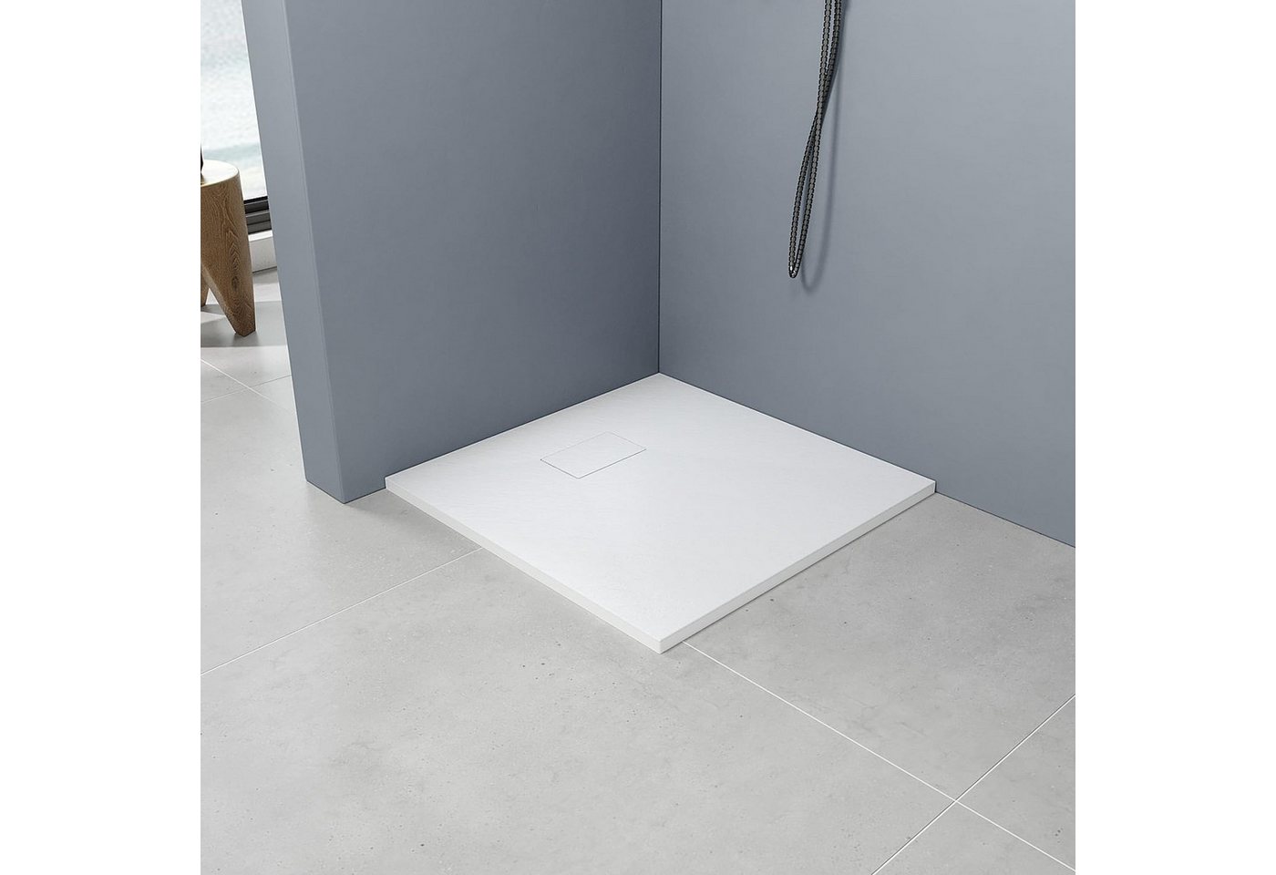 AQUALAVOS Duschwanne Duschtasse aus SMC Weiß Antirutsch Quadratisch 80 /90 /100 cm, Quadratisch, Sheet-Molding-Compound (SMC) , L: 80-100cm, B: 80-100cm Ablaufgarnitur nicht Inklusive Bild 4