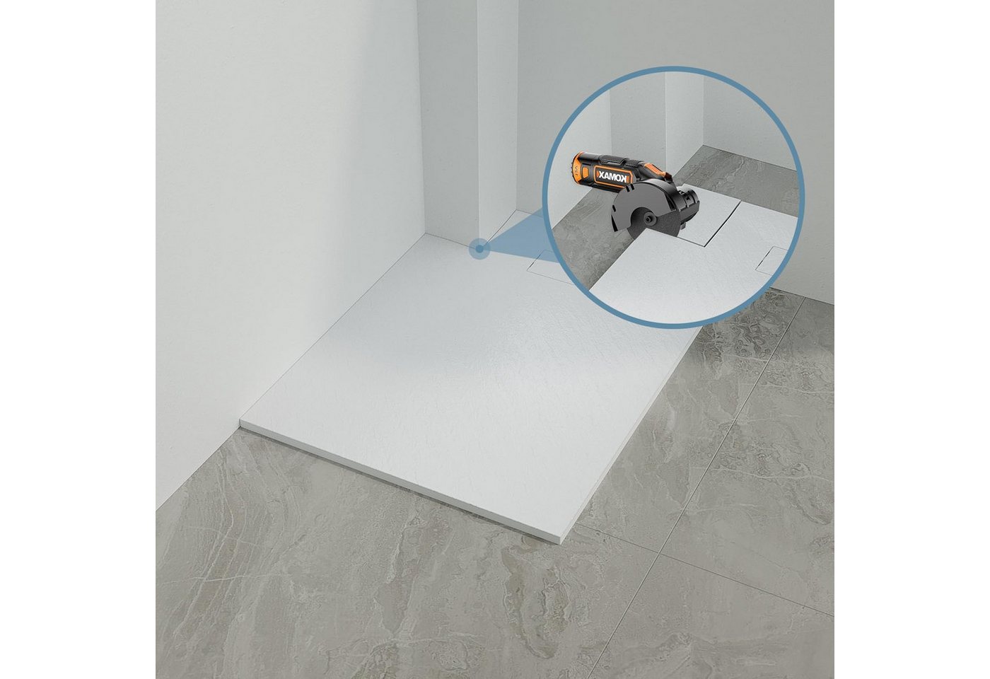 AQUALAVOS Duschwanne Duschtasse aus SMC Weiß Antirutsch Quadratisch 80 /90 /100 cm, Quadratisch, Sheet-Molding-Compound (SMC) , L: 80-100cm, B: 80-100cm Ablaufgarnitur nicht Inklusive Bild 5