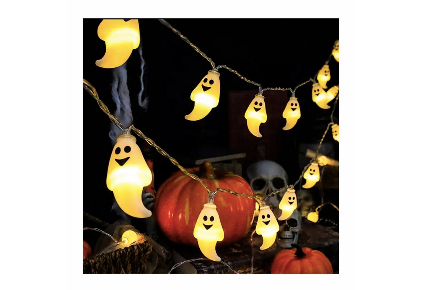 nsihing LED-Lichterkette Halloween Lichterkette, 3m 20 LED Gespenst Lichterkette mit Timer, Lichterketten für Erntedankfest, Halloween Deko Bild 5