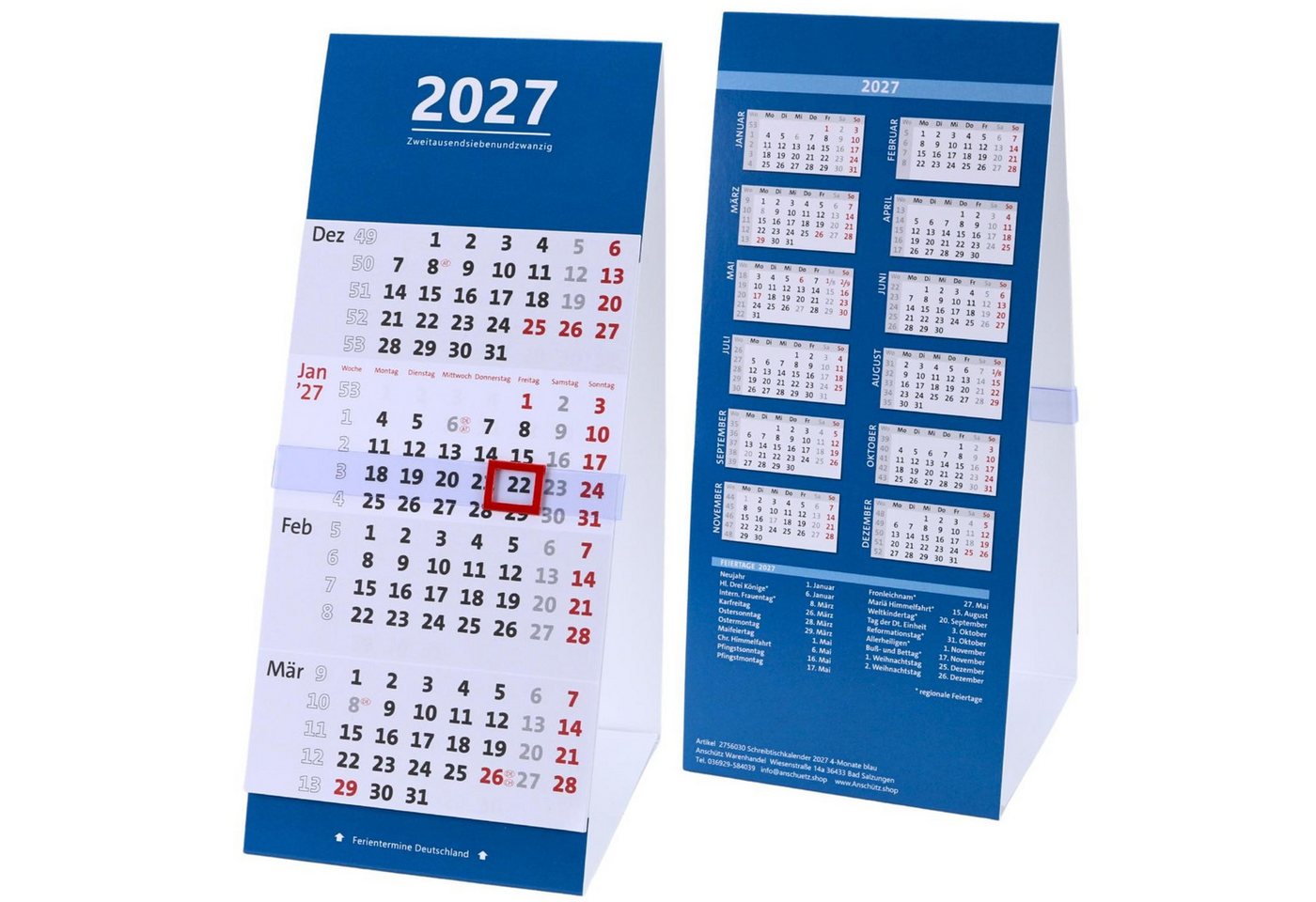 Anschütz Tischkalender 4-Monats-Tischkalender 2027