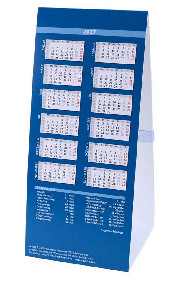 Anschütz Tischkalender 4-Monats-Tischkalender 2027 Bild 2