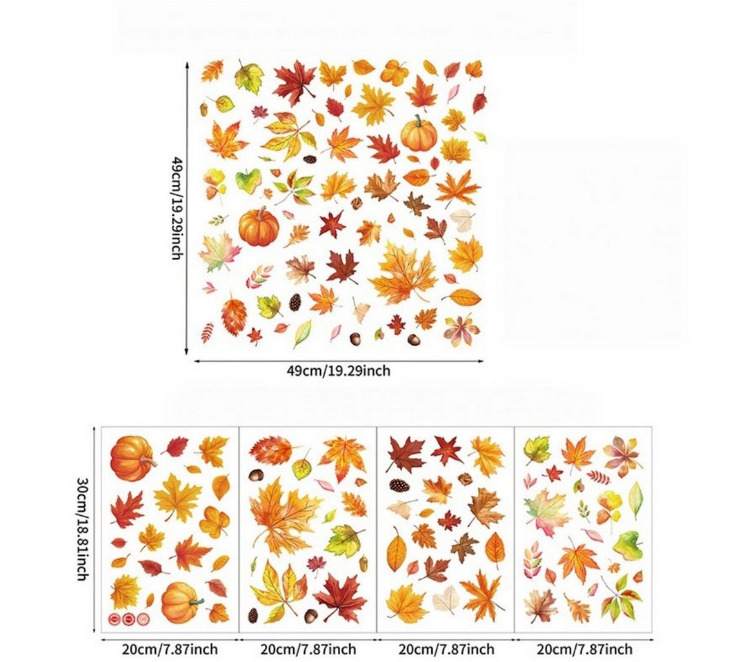 Sorvyzxn Fensterbild Fensterbilder Herbst, Autumn Fensterbild Selbstklebend, Herbstdeko, Geeignet für Erntedankfest Halloween Herbst Deko Fenster Aufkleber Bild 3