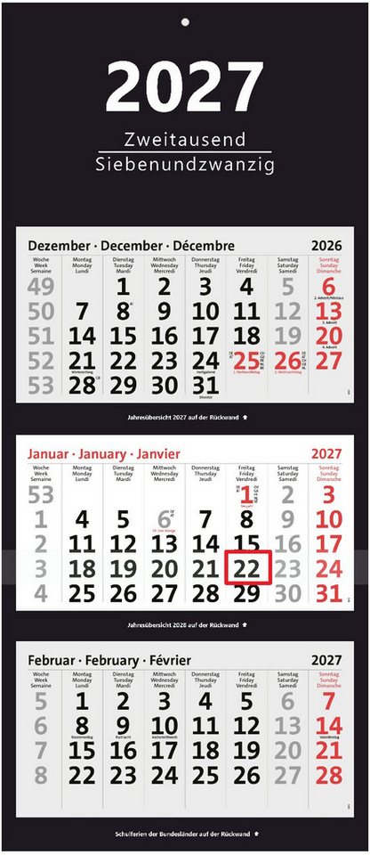Anschütz Wandkalender XXL 3-Monatskalender 2027