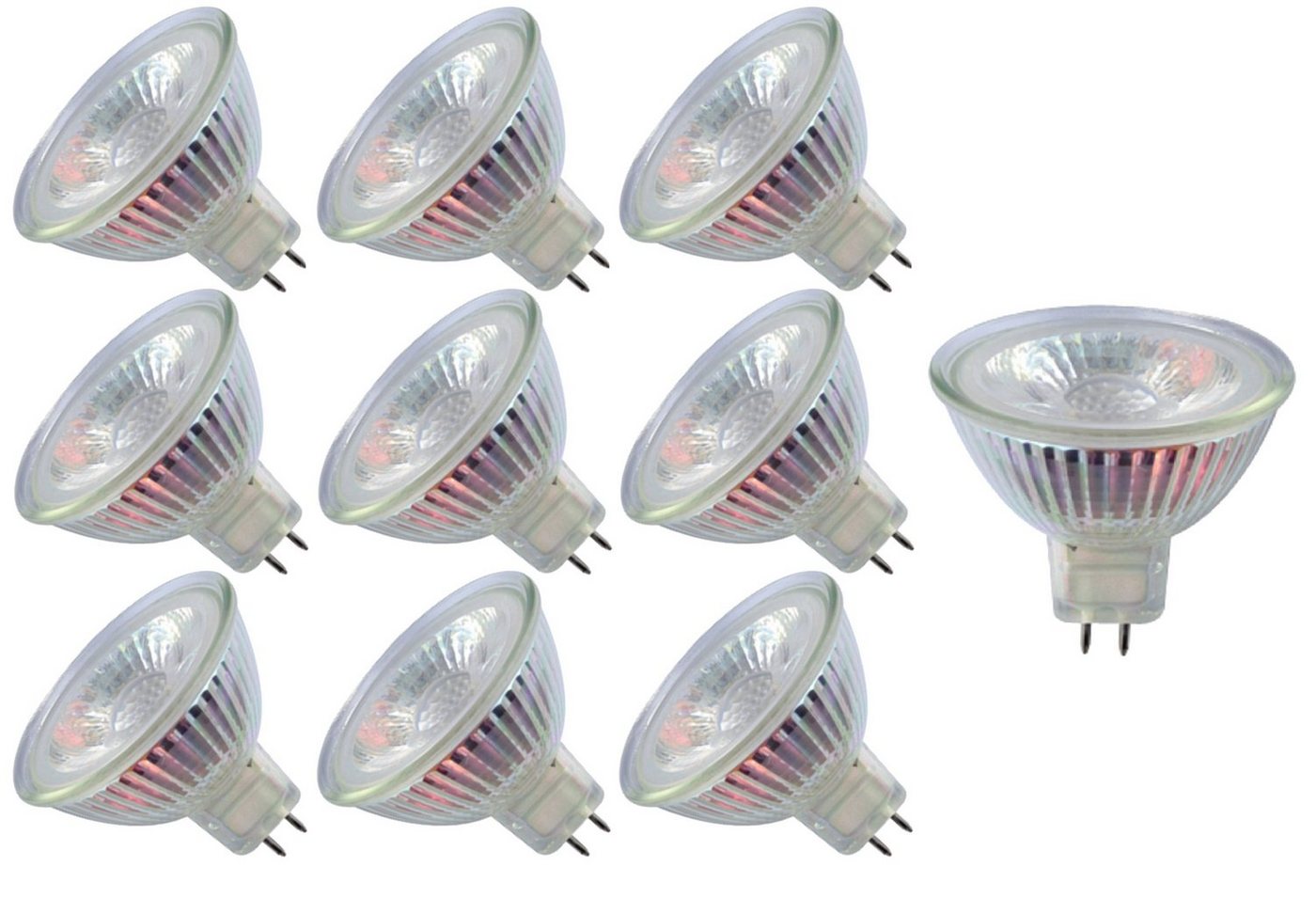 TRANGO LED-Leuchtmittel, 10er Set MR16-NT3 LED Leuchtmittel mit MR16 Fassung zum Austausch von herkömmlichen Halogen Leuchtmittel MR16 I GU5.3 I G4 12 Volt 3000K warmweiß, 10 St., Glühlampe, Reflektor Lampe, LED Birnen Bild 5