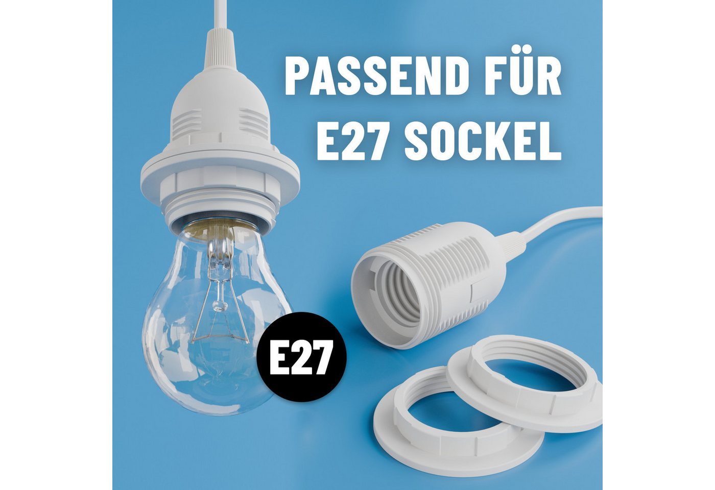 greate. Lampenfassung 2x Lampenfassung E27, mit Stecker Kabel & Schalter, 5 m, max. 60W 250V, (2-St)