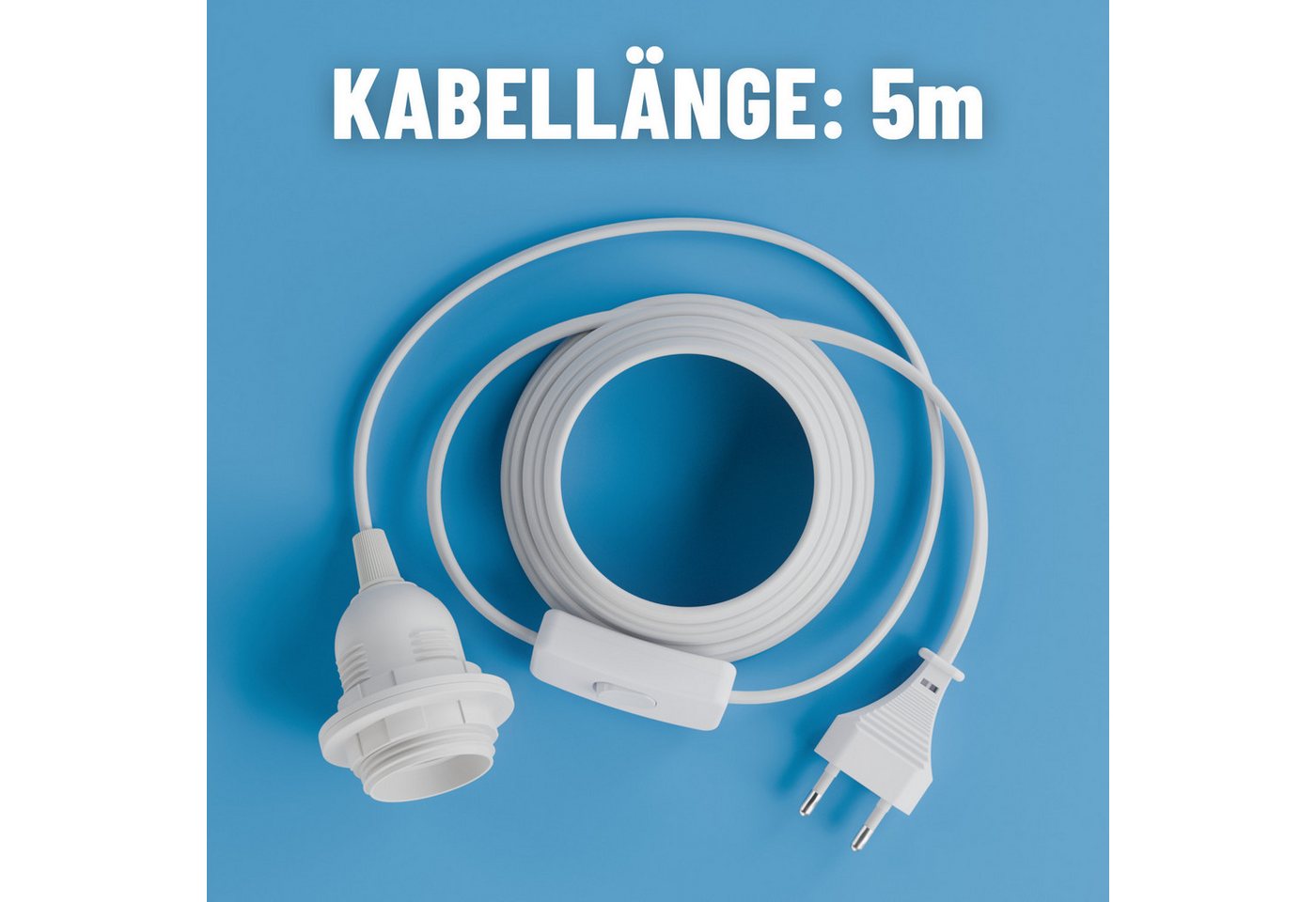 greate. Lampenfassung 2x Lampenfassung E27, mit Stecker Kabel & Schalter, 5 m, max. 60W 250V, (2-St) Bild 2