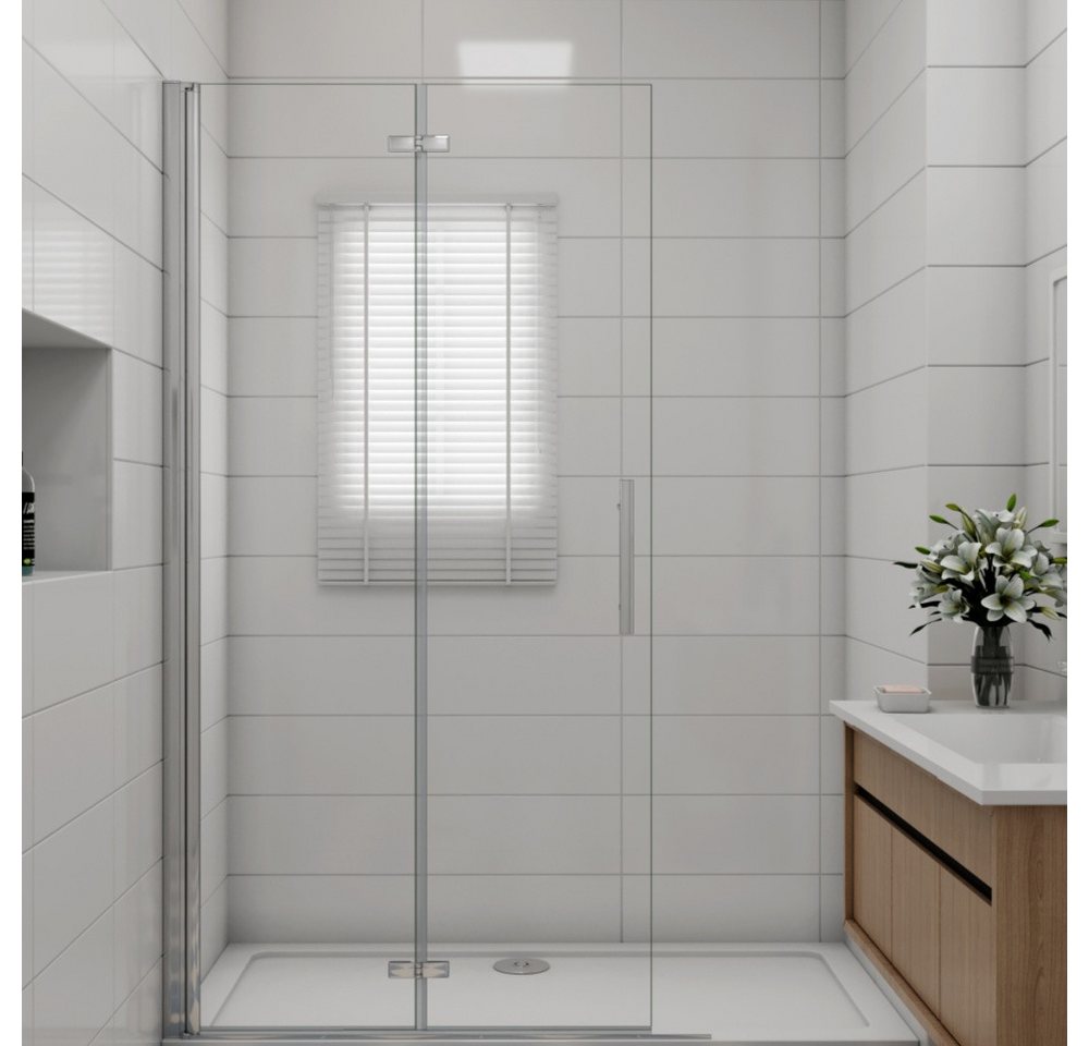 Duschparadies Dusch-Falttür 195cm Walkin Scharniertür Falttür Duschabtrennung Duschtür, 110x195 cm, Easyclean Sicherheitsglas, beidseitig montierbar Bild 2