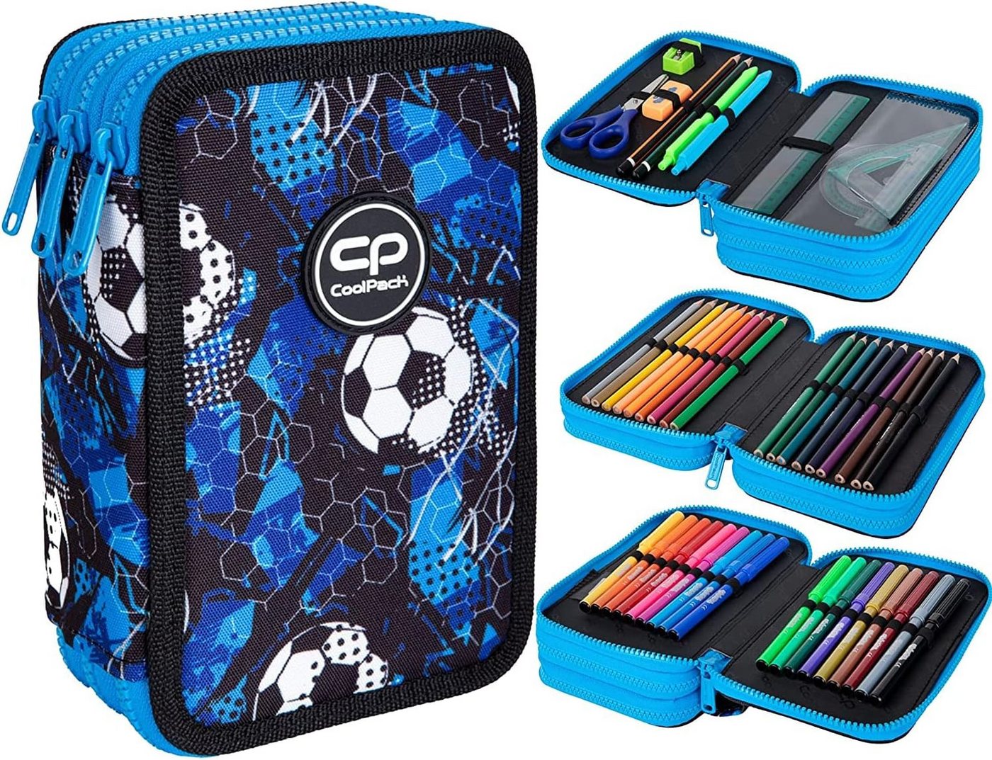GOLDKIDS Federmäppchen COOLPACK XXL Federtasche, (Federmappe 44-teilig, 1-tlg., gefüllte Schüleretui 3-stöckig 20 x 13,5), x 7 cm Jungen Mädchen