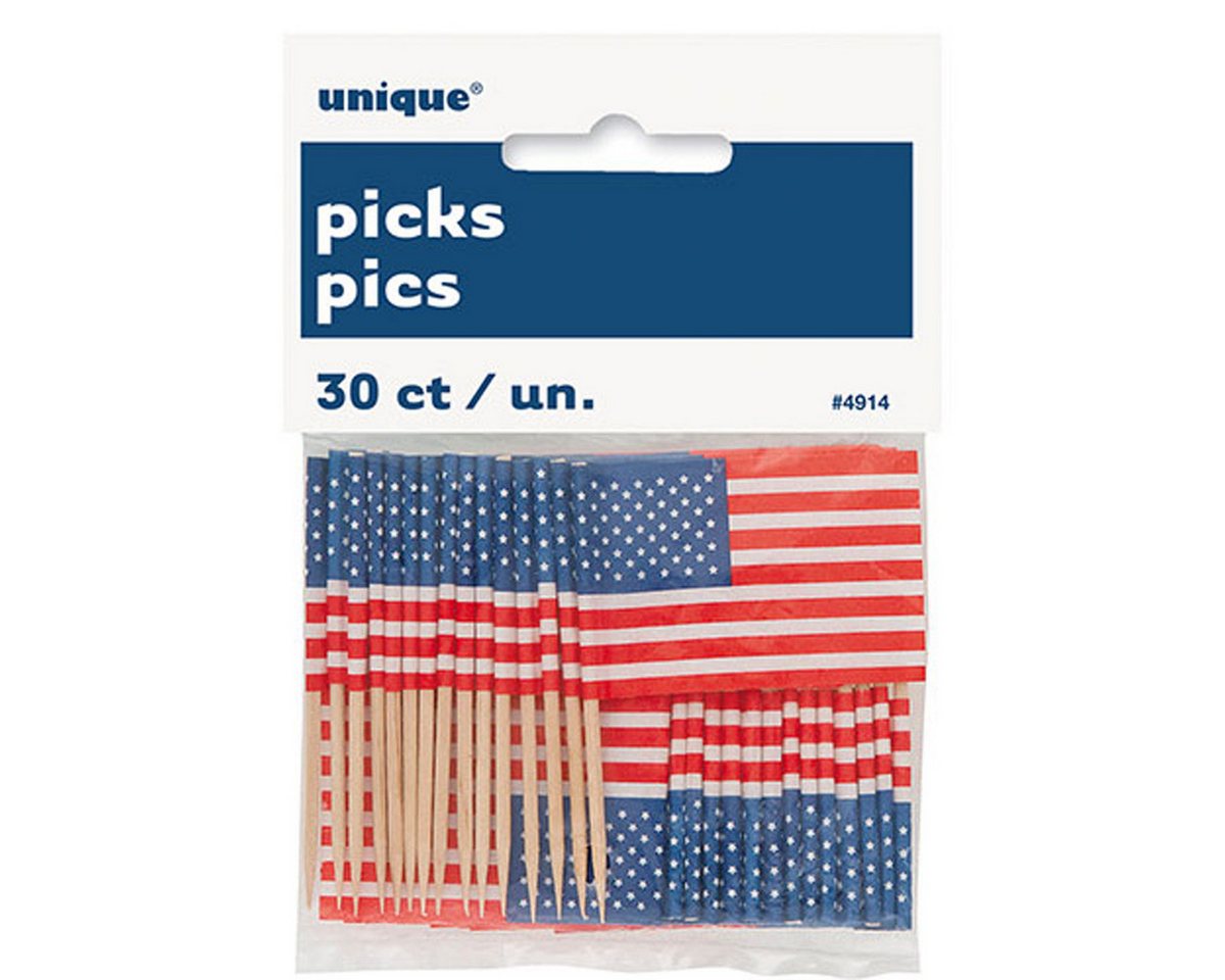 Unique Industries Inc. Papierdekoration Picker US-Flagge, 30 Stück