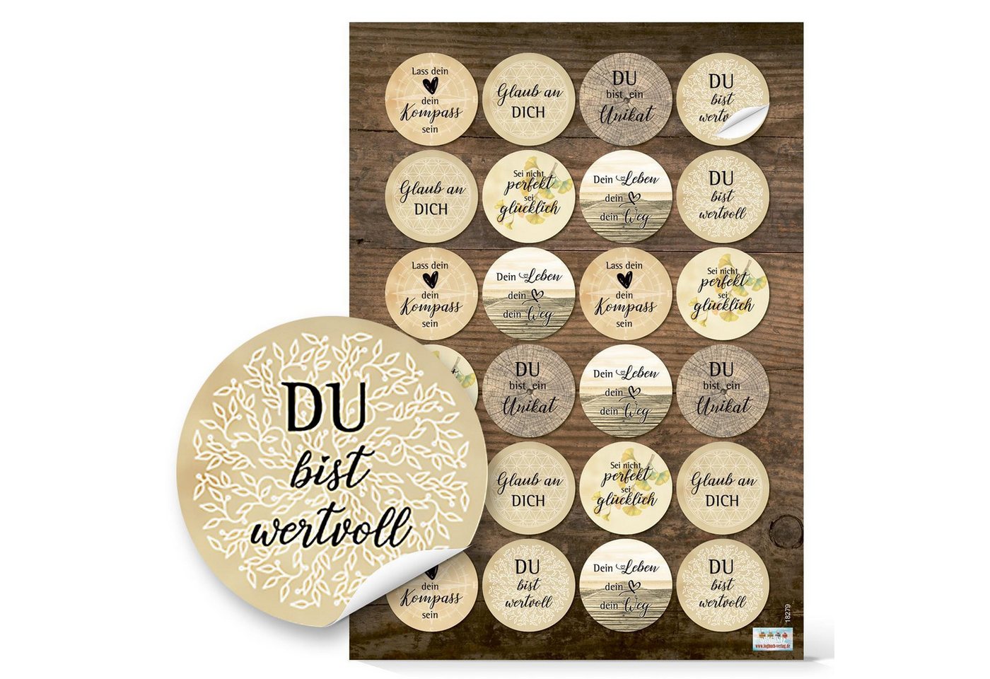 Logbuch-Verlag Aufkleber Aufkleber Set mit Sprüchen - 5 x 24 Geschenkaufkleber zum Briefe