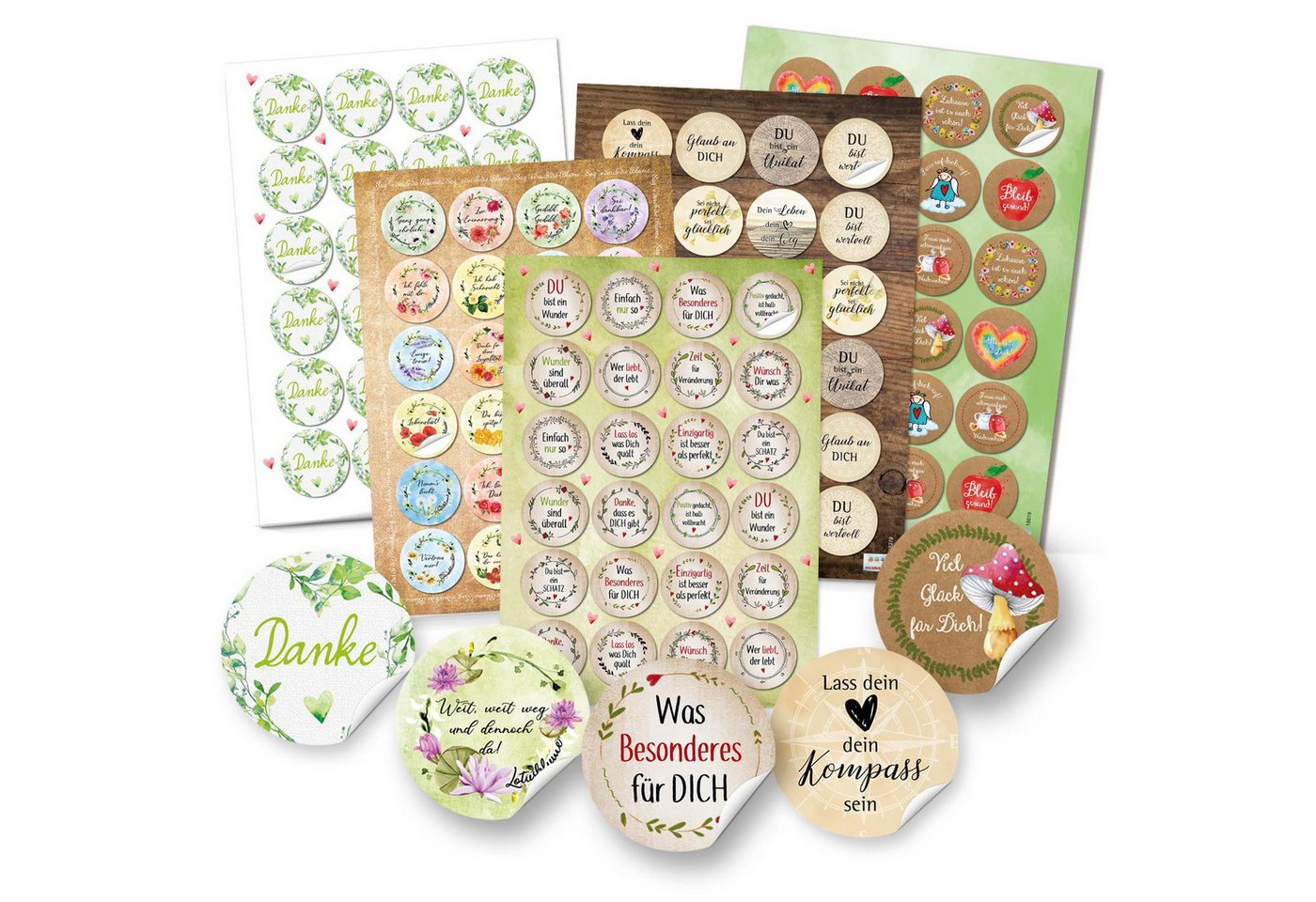 Logbuch-Verlag Aufkleber Aufkleber Set mit Sprüchen - 5 x 24 Geschenkaufkleber zum Briefe Bild 3