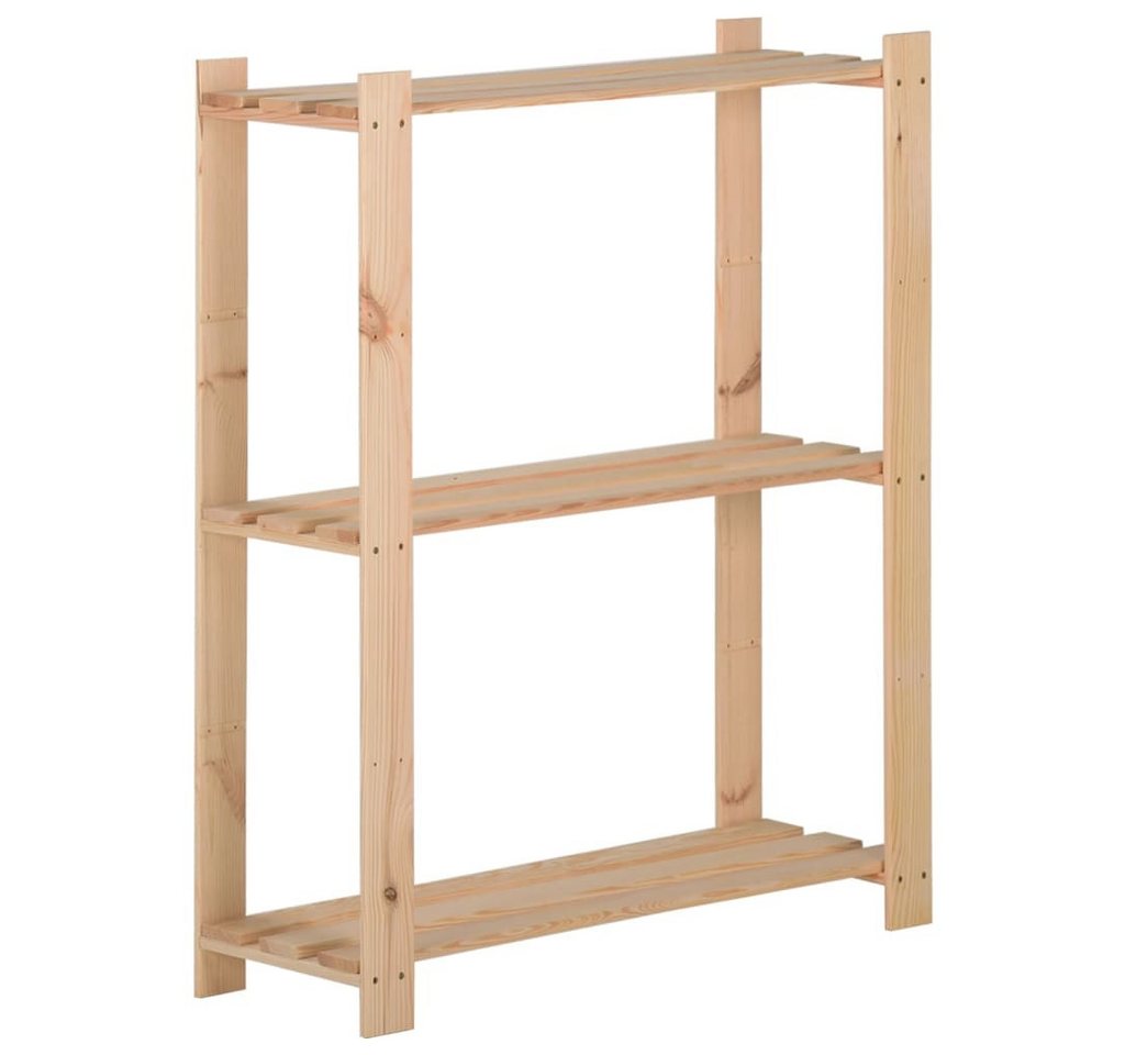 furnicato Aktenregal Massivholz Regal 60 x 28,5 x 90 cm in Naturfarbe mit 3 Regalböden, 1-tlg., Stabiles Standregal mit integriertem Kippschutz für das Badezimmer