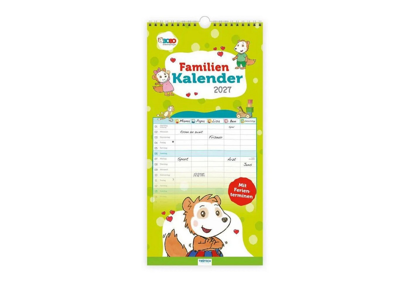Trötsch Verlag Wandkalender TRÖTSCH - Familienkalender Bobo Siebenschläfer 2027 Bild 3
