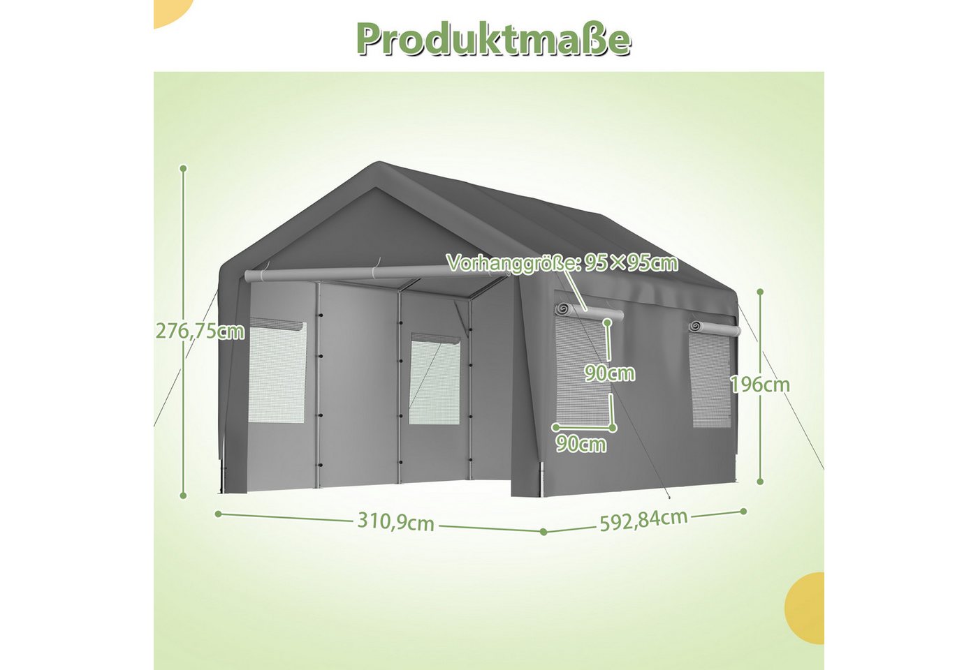 muvano Einzelcarport Carport für Auto & Boot – Schwerlast-Garage mit verzinktem Stahlrahmen, BxT: 310.9x592.84 cm, 196 cm Einfahrtshöhe, 10'×20' wasserdichte & UV-beständige PE-Plane, ganzjähriger Schutz