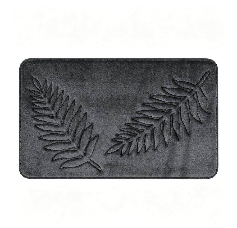 Zyronn Badematte Badematte aus Memory-Schaum, rutschfest, saugstark,Blättermotiv, Höhe 40 mm, Mikrofaser, maschinenwaschbar, für Bad und Badewanne