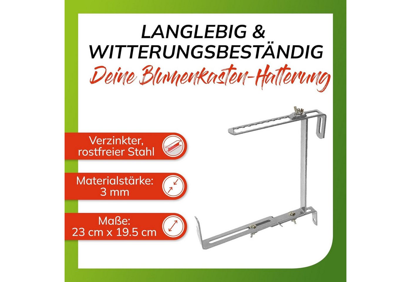Bellissa Blumenkastenhalter Balkonkastenhalter Blumenkastenhalter 2er Balkonkastenhalterung 30kg, 2-St. Bild 3