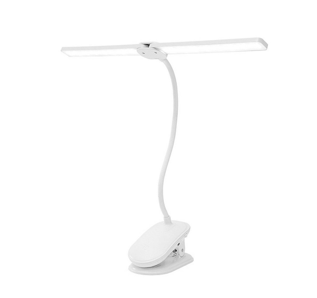 Toomoke LED Leselampe LED Leselampe Doppelkopf Schreibtischlampe mit Clip Touch Dimmbar, LED fest integriert, Warmweiß (3000K), Naturweiß (4000K), Kaltweiß (6000K), LED Dimmbare Tischleuchte 360° Schwenkbare Augenschutz Leselampe Bild 3