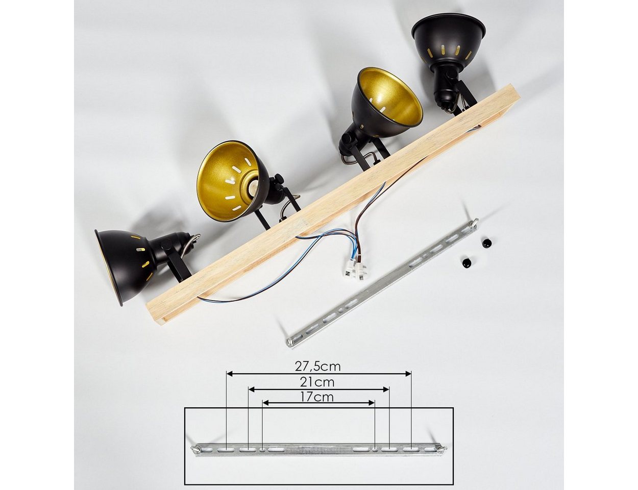 hofstein Deckenleuchte »Arazane« 4-flammiger aus Metall schwarz-gold und Holz, ohne Leuchtmittel, Retro Deckenlampe, 4xE14, die Leuchtenköpfe sind dreh-/schwenkbar Bild 4