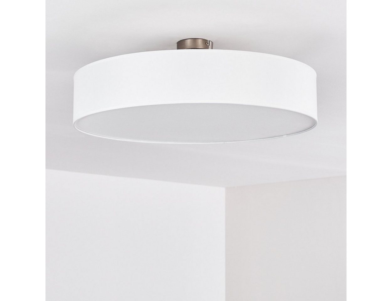 hofstein Deckenleuchte »Mels« runde Deckenlampe mit Lampenschirm aus Stoff in Weiß, ohne Leuchtmittel, Ø60cm, LED-fähig, 3xE27, 40 Watt, Retro-Design Bild 3