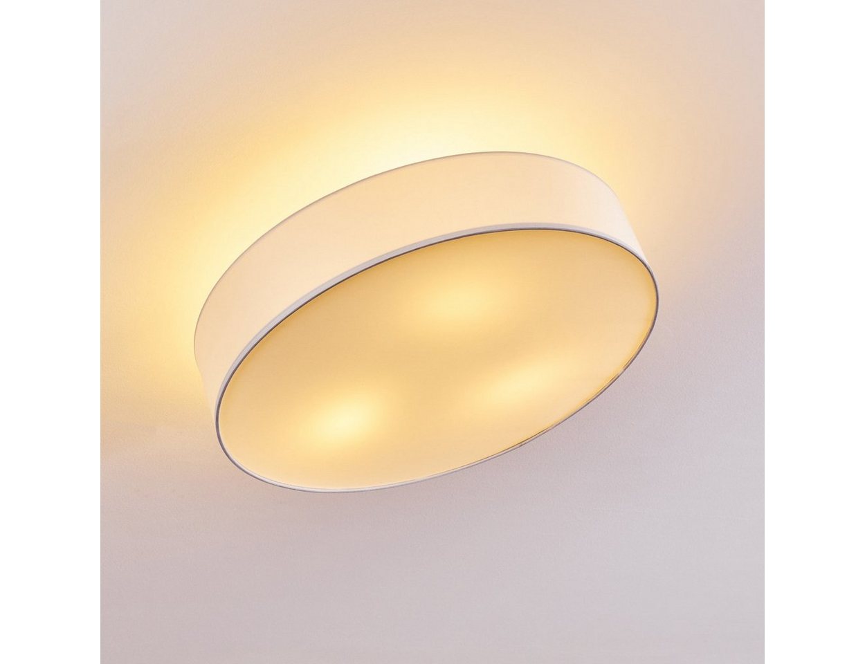 hofstein Deckenleuchte »Mels« runde Deckenlampe mit Lampenschirm aus Stoff in Weiß, ohne Leuchtmittel, Ø60cm, LED-fähig, 3xE27, 40 Watt, Retro-Design Bild 5
