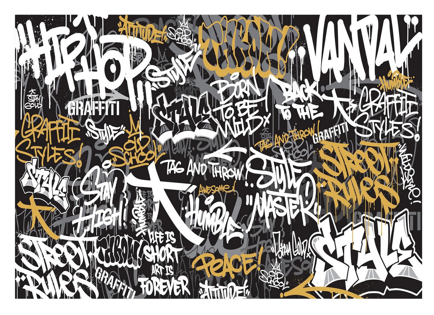 Wallarena Fototapete Graffiti - Mehrfarbig - Jugendliche - Vlies - Wohnzimmer, glatt, 104x70cm