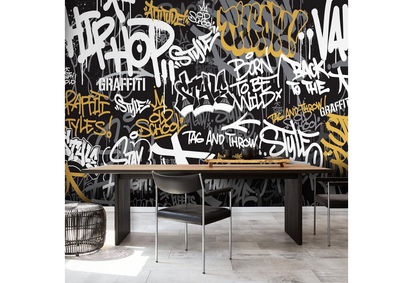Wallarena Fototapete Graffiti - Mehrfarbig - Jugendliche - Vlies - Wohnzimmer, glatt, 104x70cm Bild 4