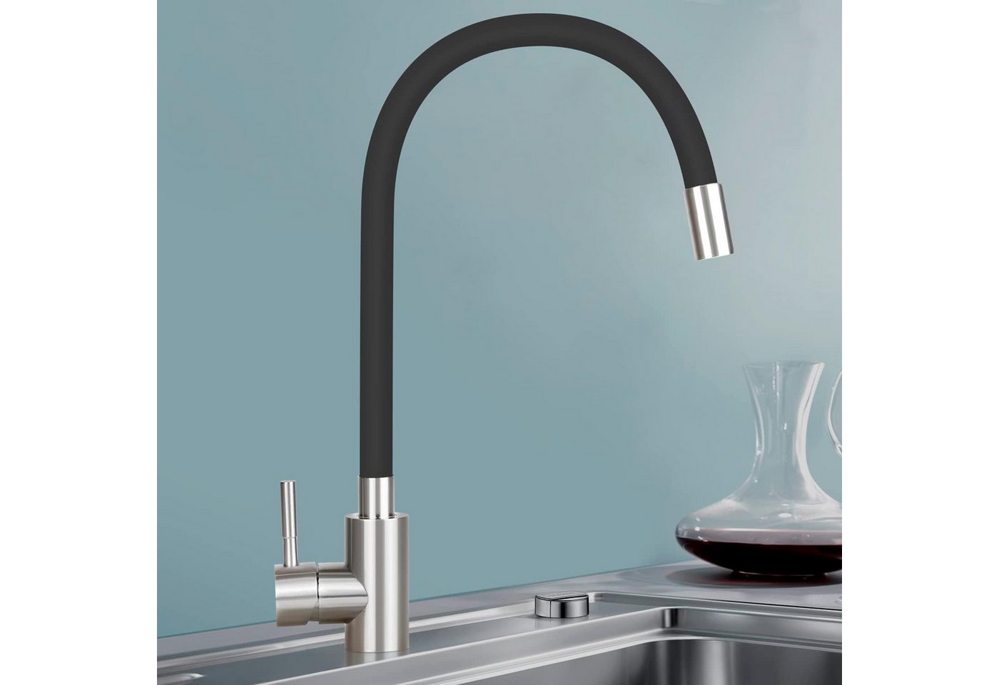 Nettlife Küchenarmatur Hochdruck Wasserhahn Küche Flexibler Edelstahl Spültischarmatur (Mischbatterie) 360° Schwenkbar Bild 5