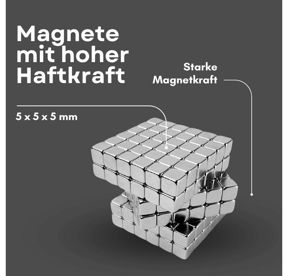 MaajeeKuto Magnet Neodym Magnet 5x5x5 mm N38 Würfelmagnet 1kg Haftkraft Stark (10-St)